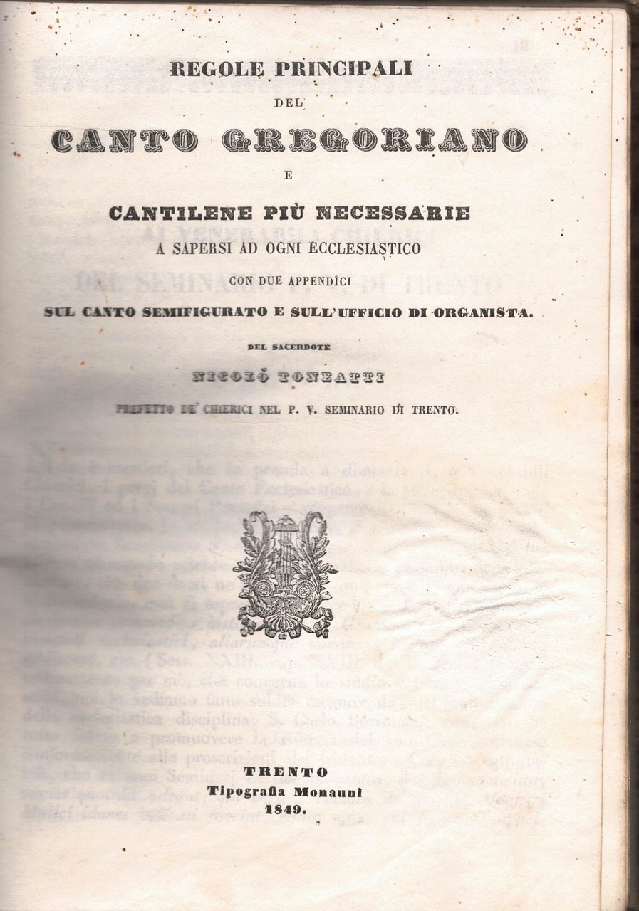 Regole principali del Canto Gregoriano e cantilene più necessarie a …