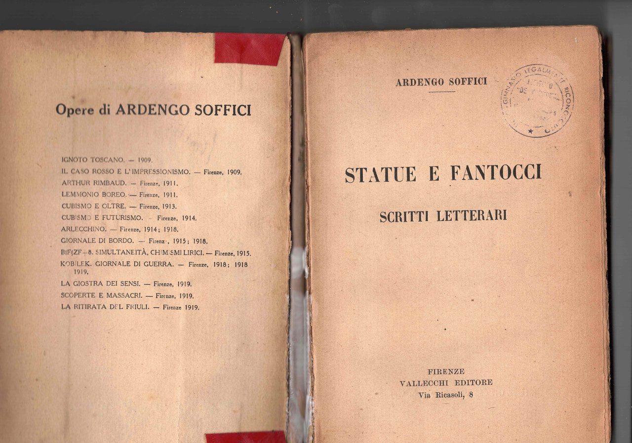 Statue e fantocci. Scritti letterari. Prima edizione.