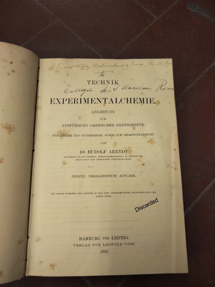 Technik der experimentalchemie. Anleitung zur ausfuhrung chemischer experimente.