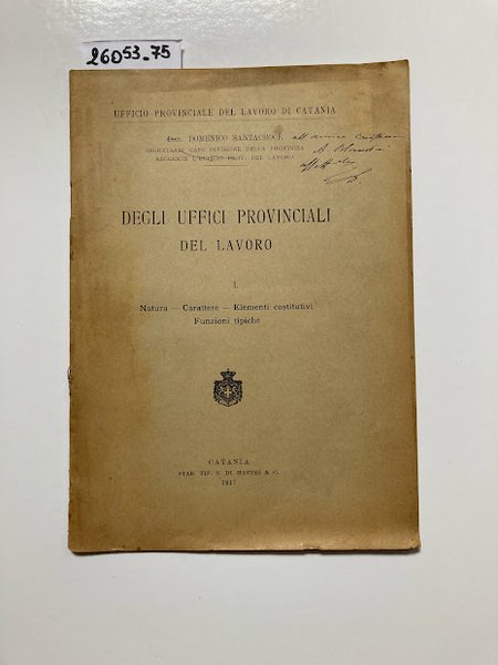 Degli uffici provinciali del lavoro