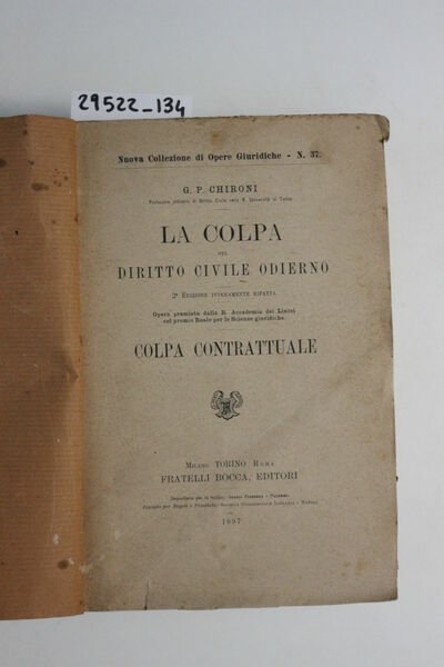 La colpa nel diritto civile odierno