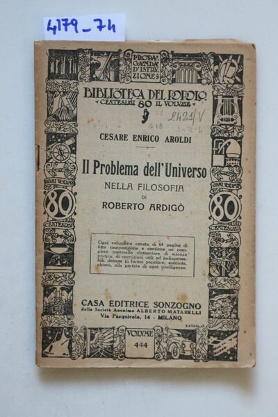 Il Problema dell'universo nella filosofia di Roberto Ardigò