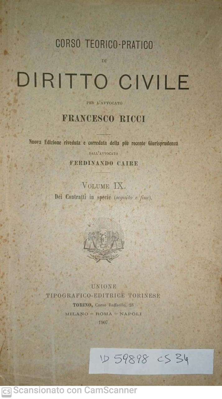 Corso teorico-pratico di Diritto Civile