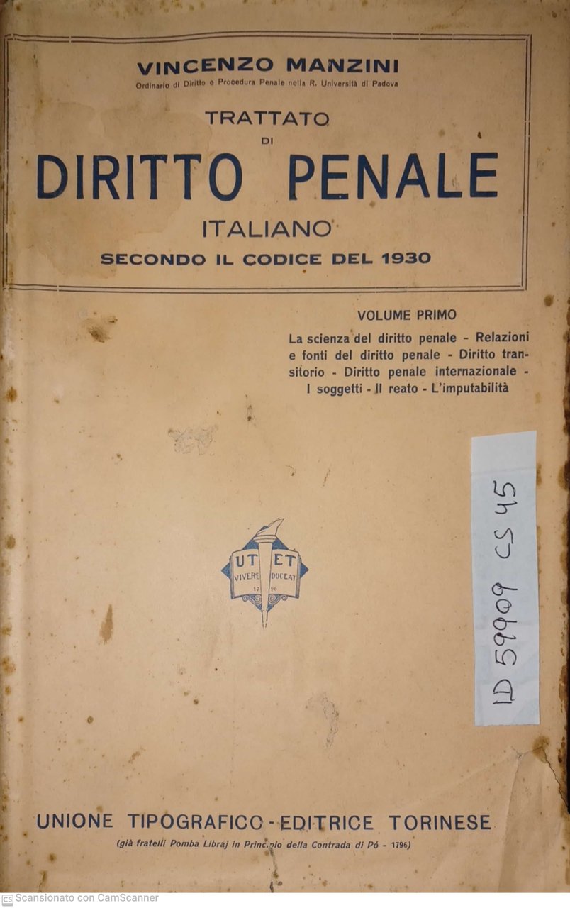 Trattato di diritto penale italiano secondo il codice del 1930