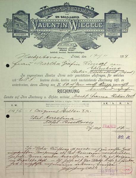 Versand-GeschÃ¤ft une En Gros - Lager Valentin Wiegele: Triest.