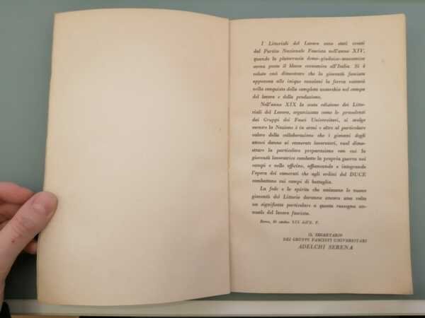 Littoriali femminili del lavoro: Anno XIX.