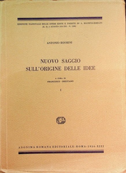 Nuovo saggio sull'origine delle idee: volume I.
