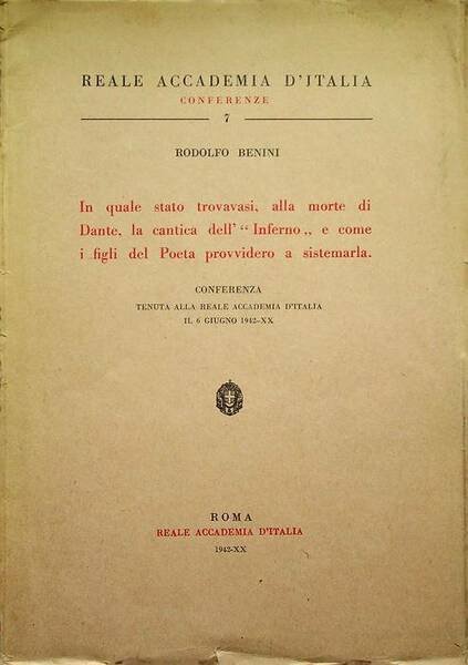 In quale stato trovavasi, alla morte di Dante, la cantica …