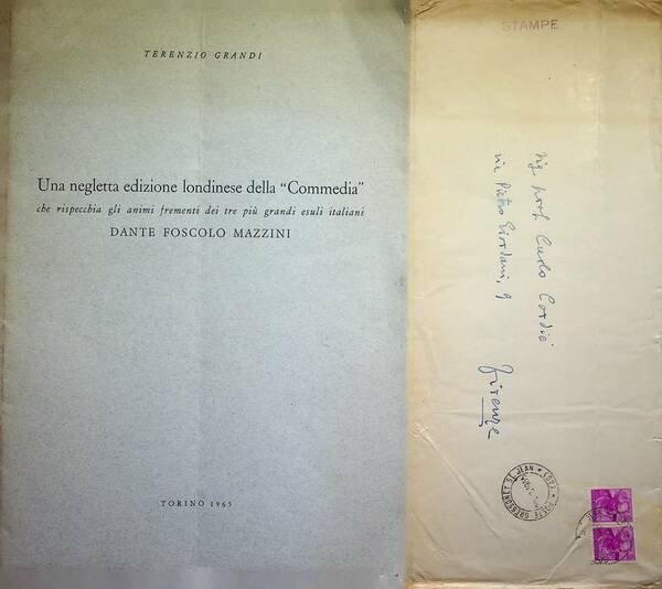 Una negletta edizione londinese della Commedia che rispecchia gli animi …