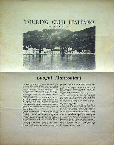 Touring Club Italiano: turismo scolastico: luoghi manzoniani.