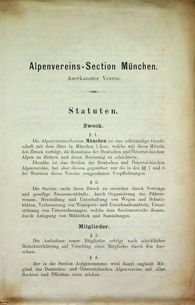 Alpenvereins-Section MÃ¼nchen: Statuten.