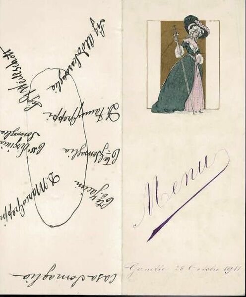 Menu Gernetto 28 Octobre 1911.