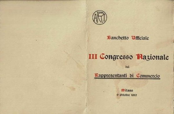 Banchetto Ufficiale III Congresso Nazionale dei Rappresentanti di Commercio.