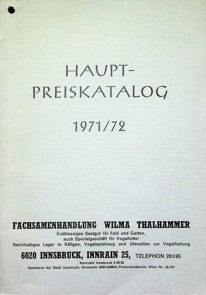 Haupt-Preiskatalog: Wilma Thalhammer: Innsbruck: Haupt-Preiskatalog: 1971/72. | Immagine Gallery 1