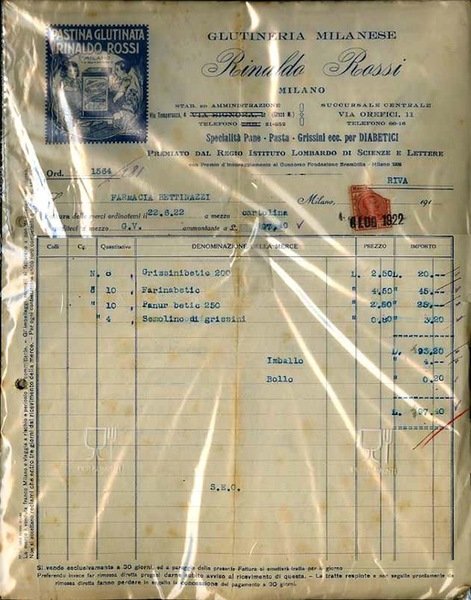 Glutineria milanese Rinaldo Rossi: Milano.