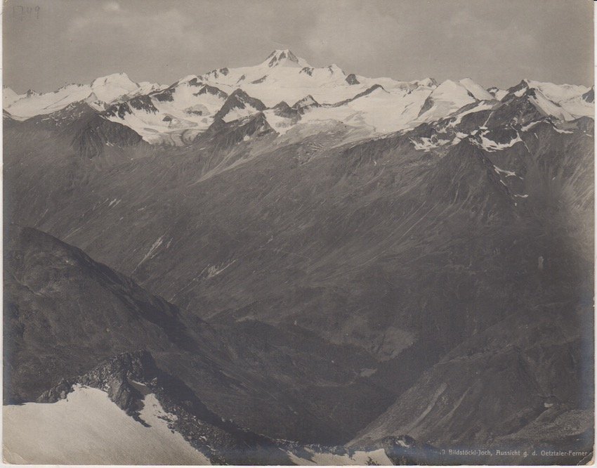 1749. BildstÃ¶ckl-Joch, Aussicht g. d. Oetztaler-Ferner.