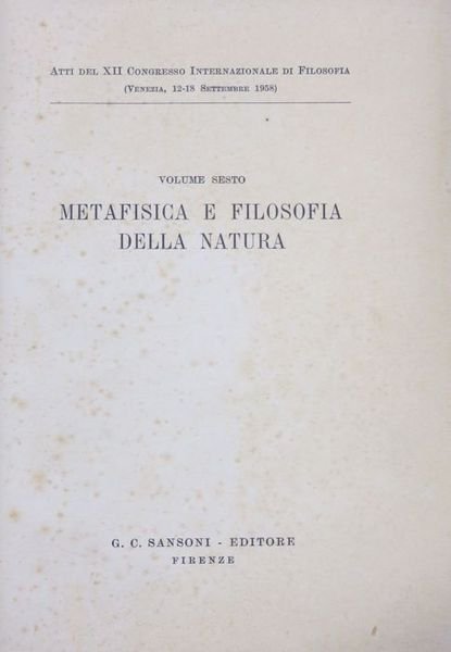 Metafisica e filosofia della natura.