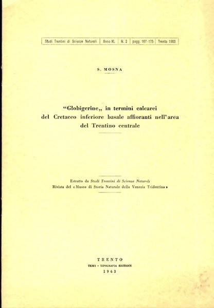 Globigerine in termini calcarei del Cretaceo basale affioranti nell'area del …