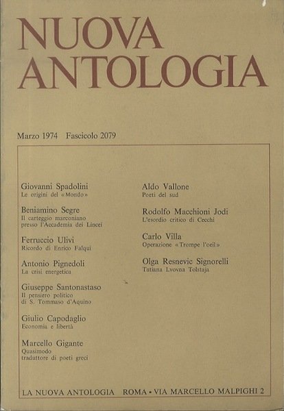 Nuova antologia: rivista: Anno 109Â°- Vol. 520Â°- Fasc. 2079; Anno …