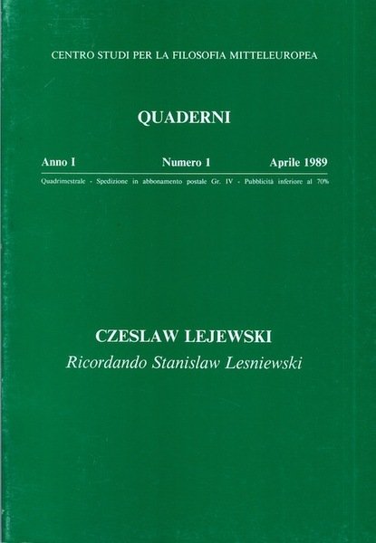 Ricordando Stanislaw Lesniewski.