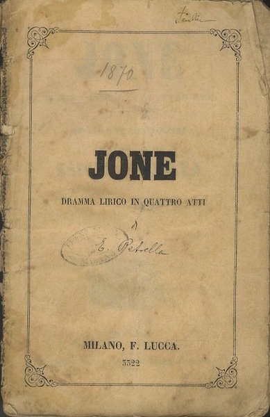 Jone: dramma lirico in quattro atti.