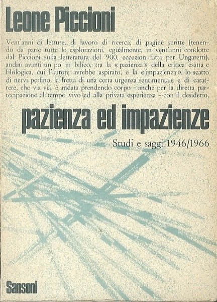 Pazienza ed impazienze: studi e saggi 1946/1966.