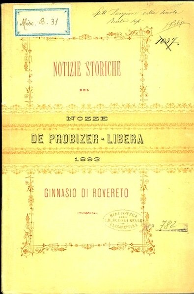 Notizie storiche del Ginnasio di Rovereto: parte I.