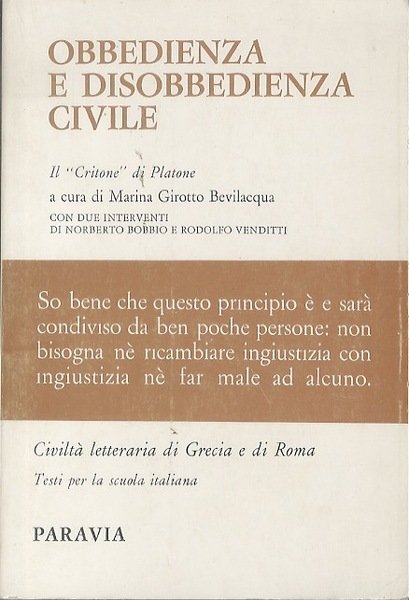 Obbedienza e disobbedienza civile: il Critone di Platone: per la …