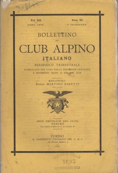 Bollettino del Club Alpino Italiano: Vol. XII - N. 33 …