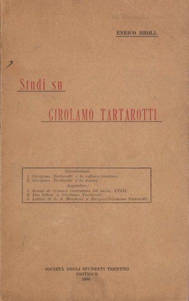 Studi su Girolamo Tartarotti.