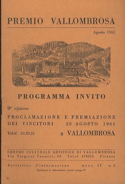 Premio Vallombrosa: programma invito.