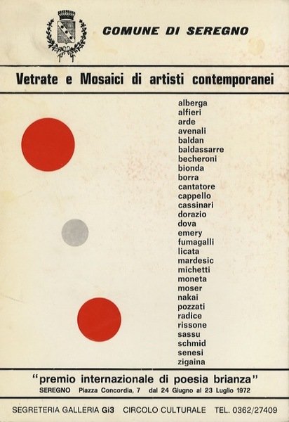 Vetrate e mosaici di artisti contemporanei: Alberga, Alfieri, Arde, Avenali, Baldan, Baldassarre, Becheroni, Bionda, Borra, Cantatore, Cappello, Cassinari, Dorazio, Dova, Emery, Fumagalli, Licata, Mardesic, Michetti, Moneta, Moser, Nakai, Pozzati, Radice, Rissone, Sassu, Schmid, Senesi, Zigaina.