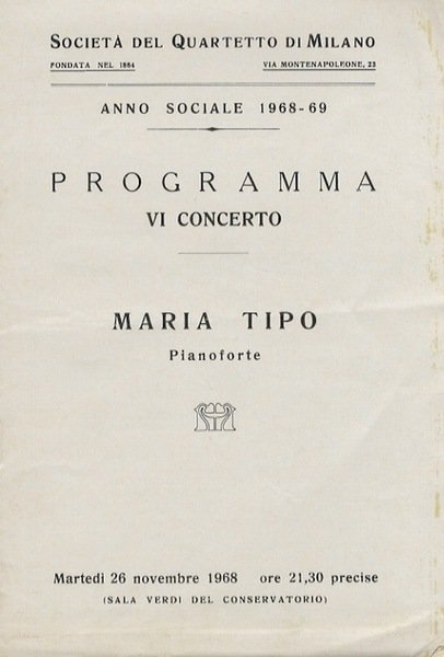 SocietÃ del quartetto di Milano: anno sociale 1968-69: programma VI …