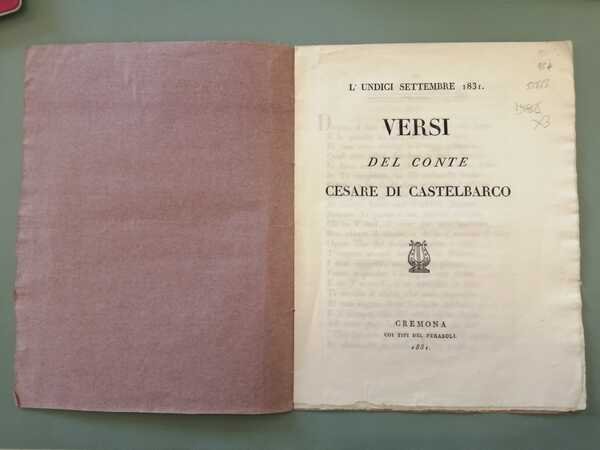 L'undici settembre 1831: versi.