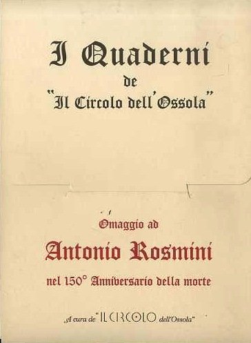 I quaderni de Â”Il Circolo dell'OssolaÂ”: Omaggio ad Antonio Rosmini …