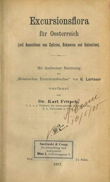 Excursionsflora fur Oesterreich (mit Ausschluss von Galizien, Bukowina und Dalmatien): …