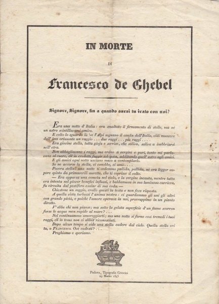 In morte di Francesco de Ghebel.
