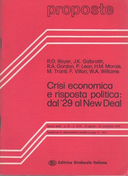 Crisi economica e risposta politica: dal '29 al New Deal.