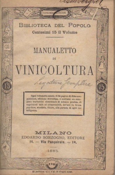 Manualetto di vinicoltura.