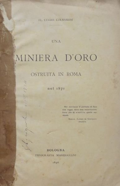 Una miniera d'oro ostruita in Roma nel 1871.
