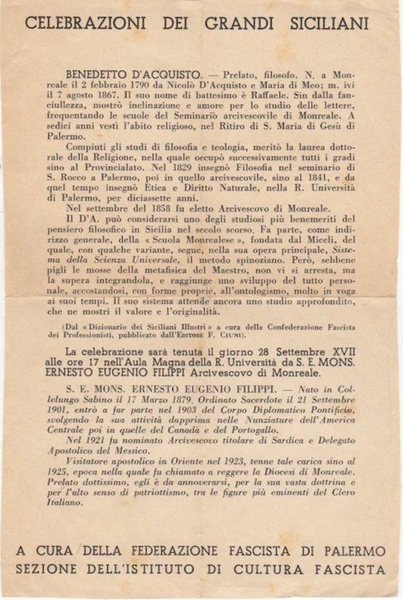 Celebrazioni dei grandi siciliani: Benedetto d'acquisto. | Immagine principale