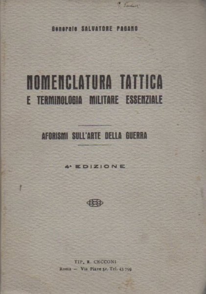 Nomenclatura tattica e terminologia militare essenziale: Aforismi sull'arte della Guerra.