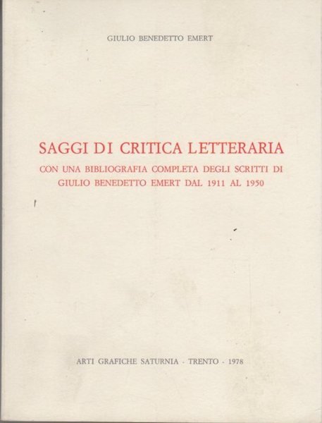 Saggi di critica letteraria.