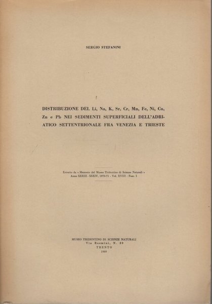 Distribuzione del Li, Na, K, Sr, Cr, Mn, Fe, Ni, …