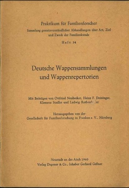 Deutsche Wappensammlungen und Wappenrepertorien.