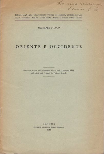 Oriente e Occidente: disorso tenuto nell'adunanza solenne del 27 giugno …