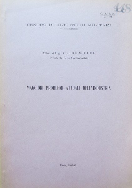 Maggiori problemi attuali dell'industria.