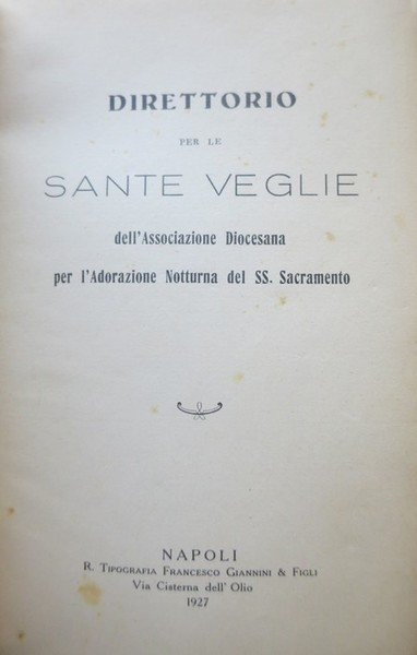 Direttorio per le sante veglie dell'Associazione diocesana per l'adorazione notturna … | Immagine principale