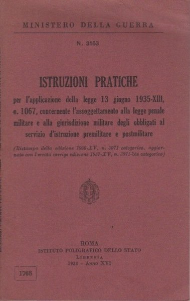 Istruzioni pratiche per l'applicazione della legge 13 giugno 1935, n. …