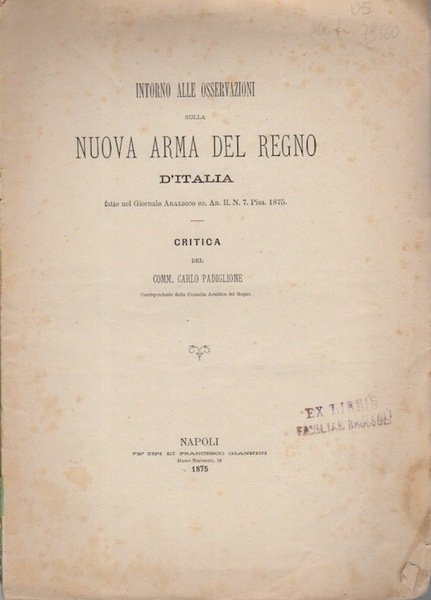 Intorno alle osservazioni sulla nuova arma del Regno d'Italia: critica …